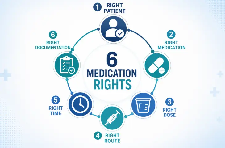 6 medication administration rights infographic